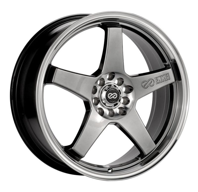 Enkei EV5 17x7 5x100/114.3 38mm Offset 72.6 Bolt Diameter Hyper Black w/ Machined Lip Wheel - awdtuningtx
