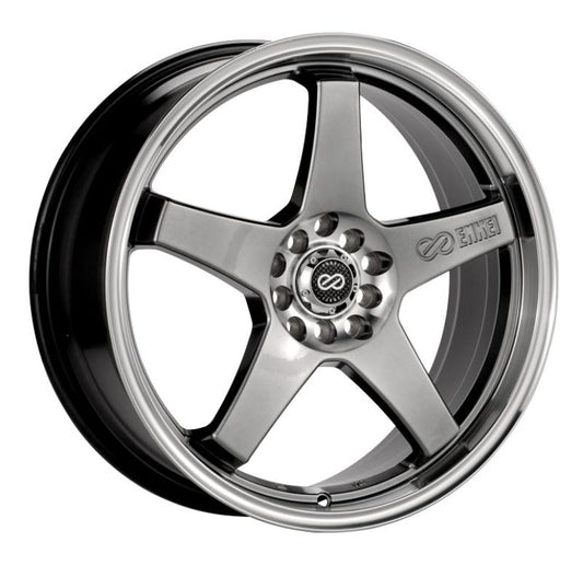 Enkei EV5 17x7 5x100/114.3 38mm Offset 72.6 Bolt Diameter Hyper Black w/ Machined Lip Wheel - awdtuningtx