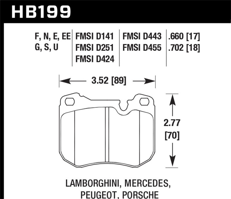 Hawk 86-89 Mercedes 560SL / 77-88 Porsche 924 / 78-81 928 / 83-89 944 DTC-70 Front Race Brake Pads - awdtuningtx