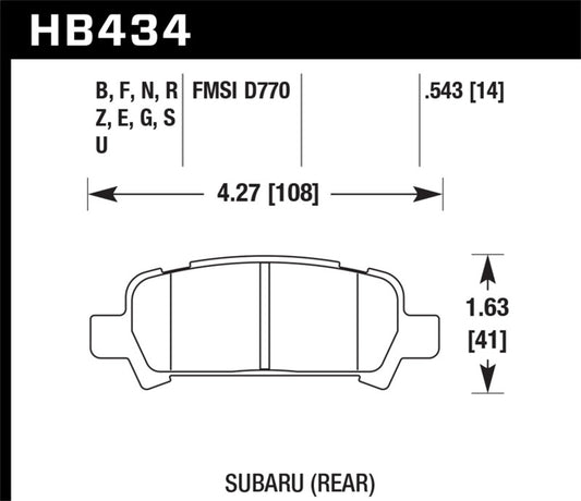 Hawk 02-03 WRX / 05-08 LGT D770 Performance Ceramic Street Rear Brake Pads - awdtuningtx