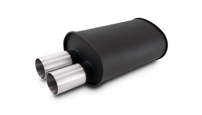 Vibrant Streetpower Flat Blk Muffler 9.5x6.75x15in Body Inlet ID 3in Tip OD 3in w/Dual Straight Tips - awdtuningtx