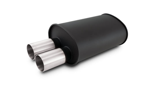 Vibrant Streetpower Flat Blk Muffler 9.5x6.75x15in Body Inlet ID 3in Tip OD 3in w/Dual Straight Tips - awdtuningtx