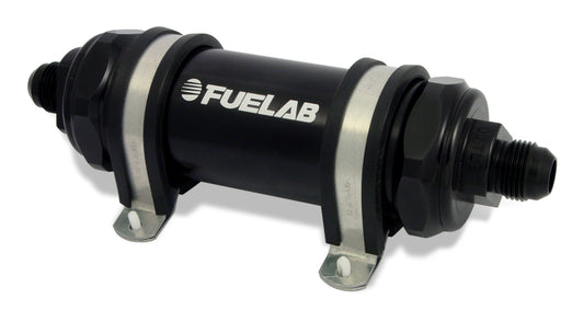 Fuelab 828 In-Line Fuel Filter Long -10AN In/Out 10 Micron Fabric - Black - awdtuningtx