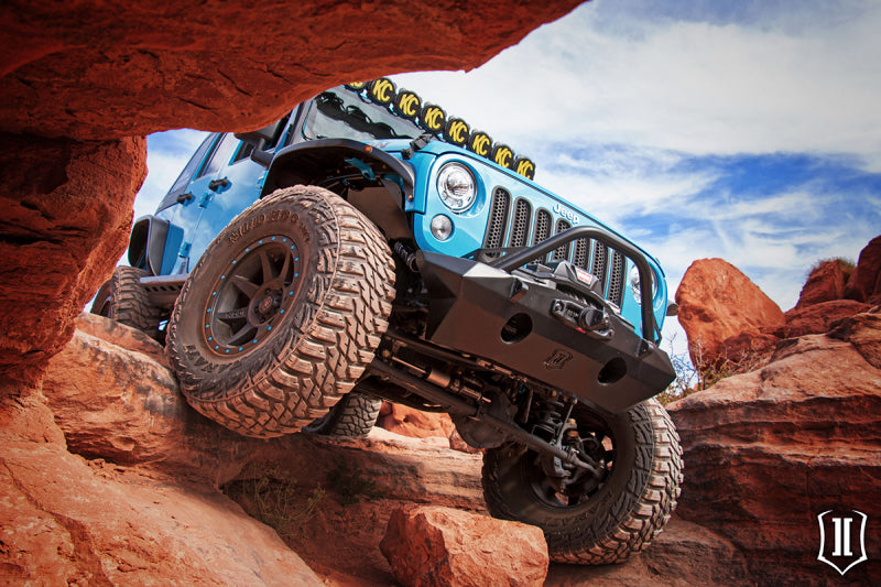 ICON 07-18 Jeep Wrangler JK Pro Series Front Bumper Rec Winch Mount w/Bar/Tabs - awdtuningtx