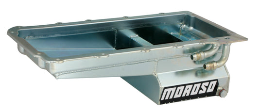 Moroso GM LS Swap (w/Rear Sump & Two -10An Fittings) Wet Sump 7qt 6in Angled Steel Oil Pan - awdtuningtx