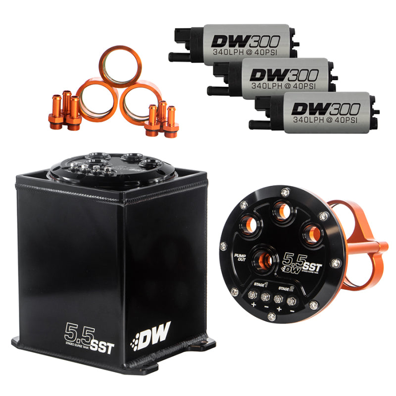 DeatschWerks 5.5L Modular Surge Tank Includes 3 DW300 Fuel Pumps - awdtuningtx