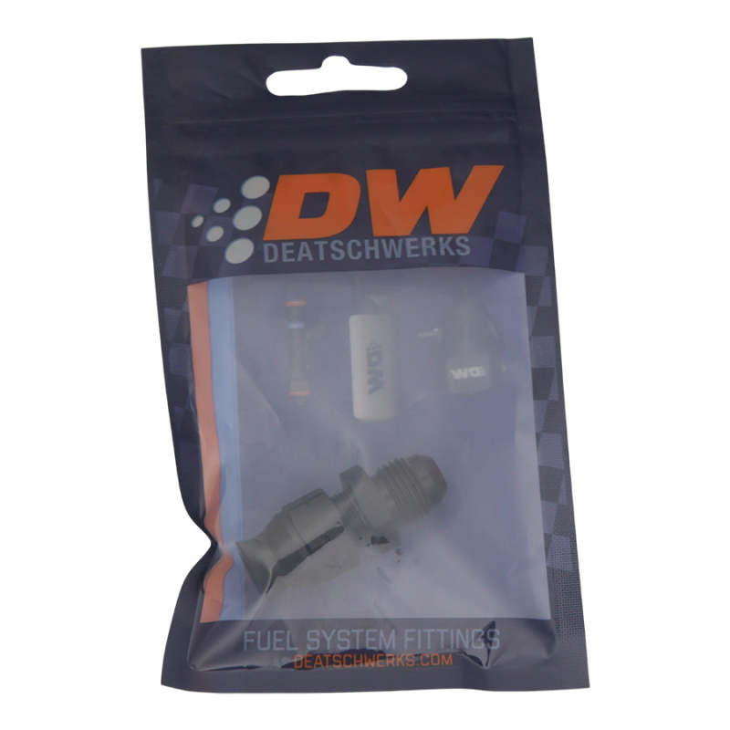 DeatschWerks 6AN Male Flare to 5/16in Hardline Compression Adapter - Anodized Matte Black - awdtuningtx