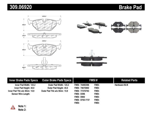 StopTech Performance 01-02 BMW Z3 / 03-09 Z4 / 10/90-07 3 Series / 99-09 Saab 9-5 Rear Brake Pads - awdtuningtx