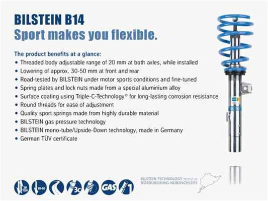 Bilstein B14 2002 Mercedes-Benz C230 Kompressor Front and Rear Suspension Kit - awdtuningtx