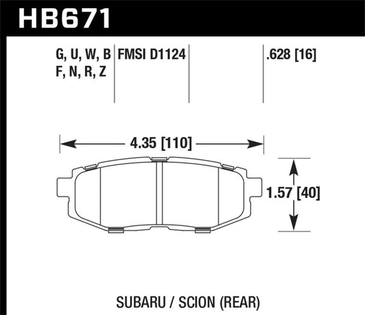 Hawk 13-16 Scion FR-S 2.0L Base OE Incl.Clips Shims Rear ER-1 Brake Pads - awdtuningtx