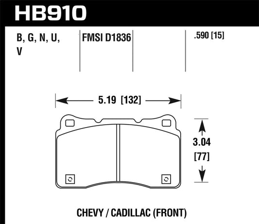 Hawk 15-16 Cadillac XTS / Chevrolet Corvette HPS 5.0 Front Brake Pads - awdtuningtx
