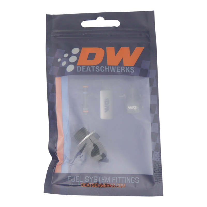 DeatschWerks 6AN Male Flare to M12 X 1.5 Male Metric Adapter (Incl Washer) - Anodized Matte Black - awdtuningtx