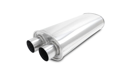 Vibrant Streetpower Oval Muffler 2.50in Dual Inlet/Outlet 18in Body Length - awdtuningtx