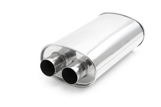 Vibrant Universal Streetpower 2.25in Stainless Steel Dual In-Out Oval Muffler - awdtuningtx