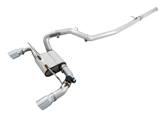 AWE Tuning Ford Focus RS SwitchPath Cat-back Exhaust - Chrome Silver Tips - awdtuningtx