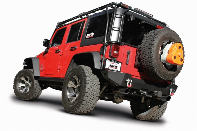 Borla 12-14 Jeep Wrangler JK 2/4Dr Rr Section ATAK Single Square Rlld Angle-Cut Black Chrome Exhaust - awdtuningtx