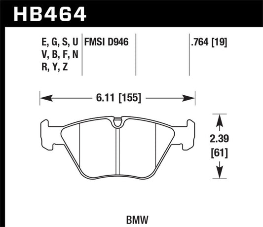 Hawk 01-05 BMW 330Ci 3.0L Base Front ER-1 Brake Pads - awdtuningtx