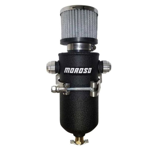 Moroso 10AN Male Fittings Catch Can Breather Tank - Black Powder Coat - awdtuningtx