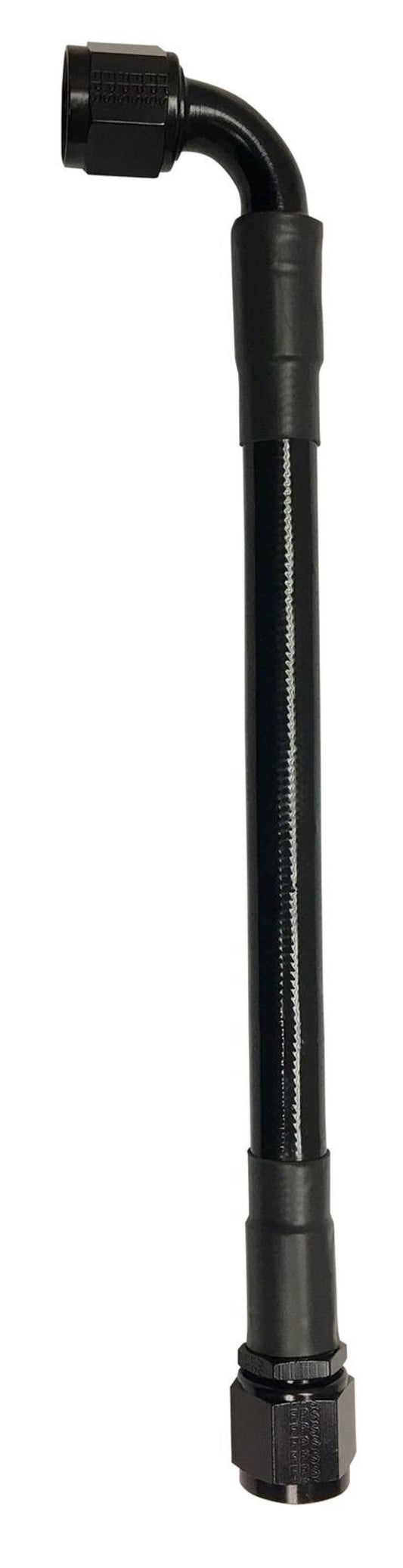 Fragola -6AN Ext Black PTFE Hose Assembly Straight x 90 Degree 24in - awdtuningtx