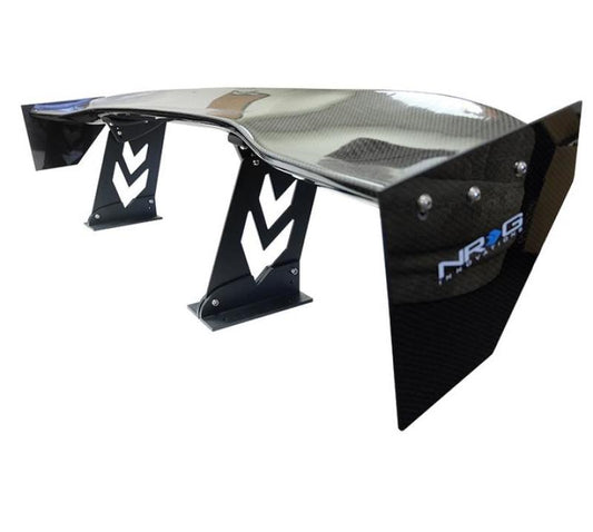 NRG Carbon Fiber Spoiler - Universal (59in.) w/ NRG Arrow Cut Out Stands and Large End Plates - awdtuningtx