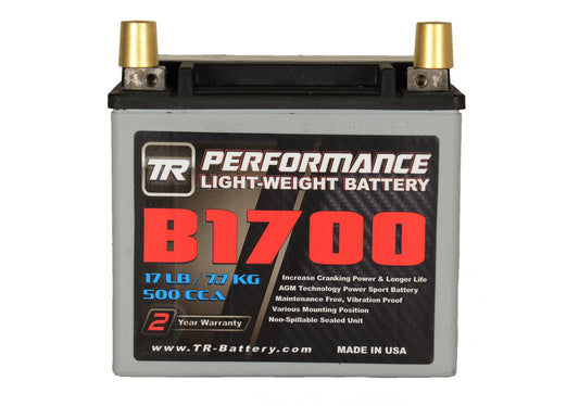17 lbs / 7.7 Kg battery 6.9"(175.5mm) x4"(101.6mm) x 6.2"(156.5mm). 500 CCA. 19 Amp/Hour Reserve. - awdtuningtx
