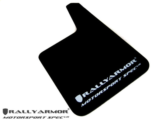 Rally Armor Universal Fit (No Hardware) Motorsport Spec Black UR Mud Flap w/ White Logo - awdtuningtx