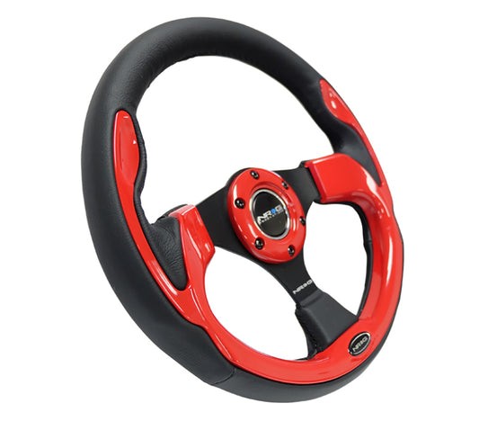 NRG Reinforced Steering Wheel (320mm) Blk w/Red Trim & 5mm 3-Spoke - awdtuningtx
