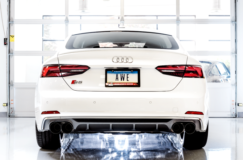 AWE Tuning Audi B9 S4 Touring Edition Exhaust - Non-Resonated (Black 102mm Tips) - awdtuningtx