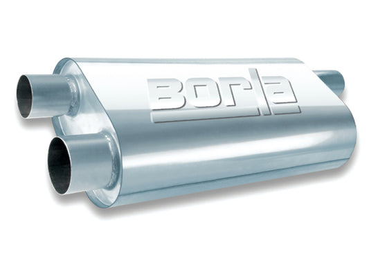Borla Universal Oval Transverse Single 3in Inlet/2.5in Outlet 19in x 10.25in x 5.5in Turbo Muffler - awdtuningtx