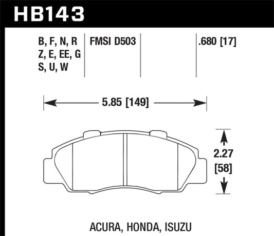 Hawk 97-01 Honda Prelude Blue 9012 Street Front Brake Pads - awdtuningtx
