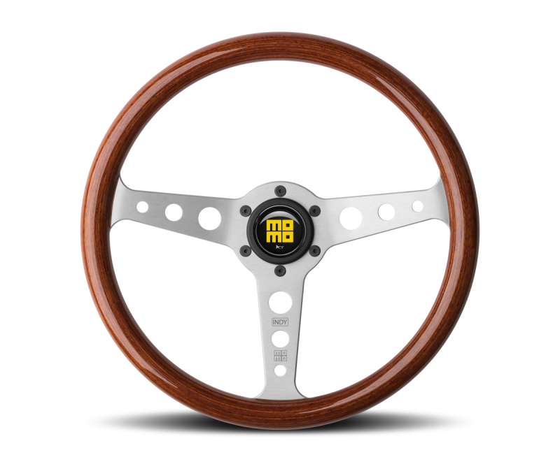 Momo Indy Steering Wheel 350 mm - Magoany Wood/Brshd Spokes - awdtuningtx
