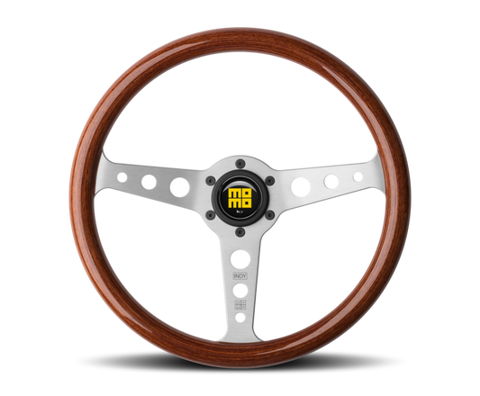 Momo Indy Steering Wheel 350 mm - Magoany Wood/Brshd Spokes - awdtuningtx