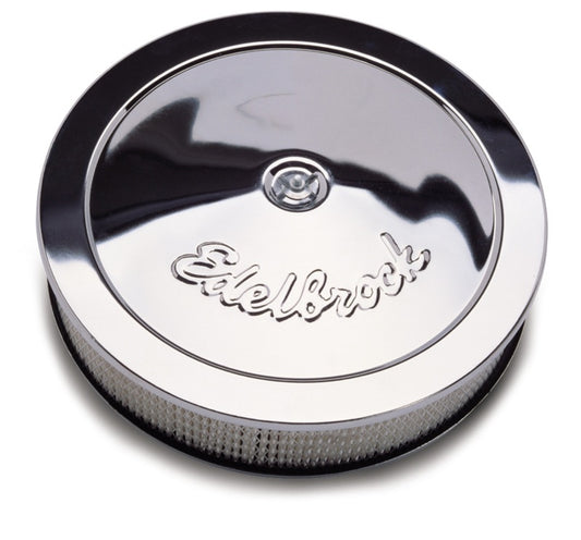 Edelbrock Air Cleaner Pro-Flo Series Round Steel Top Paper Element 14In Dia X 3 313In Chrome - awdtuningtx