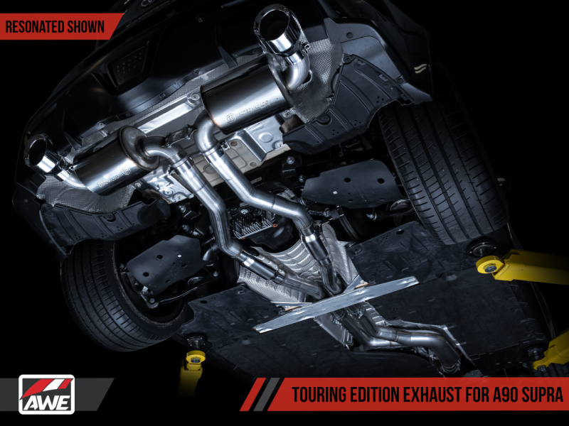 AWE 2020 Toyota Supra A90 Resonated Touring Edition Exhaust - 5in Diamond Black Tips - awdtuningtx