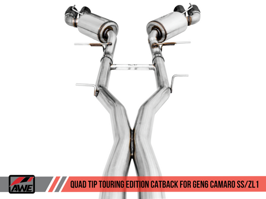 AWE Tuning 16-19 Chevy Camaro SS Res Cat-Back Exhaust -Touring Edition (Quad Diamond Black Tips) - awdtuningtx