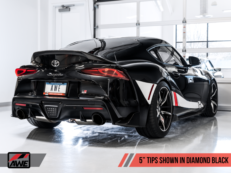AWE 2020 Toyota Supra A90 Resonated Touring Edition Exhaust - 5in Diamond Black Tips - awdtuningtx