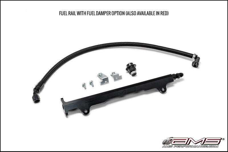 AMS Performance 08-15 Mitsubishi EVO X CNC Machined Aluminum Fuel Rail w/Pulsation Dampener - Black - awdtuningtx
