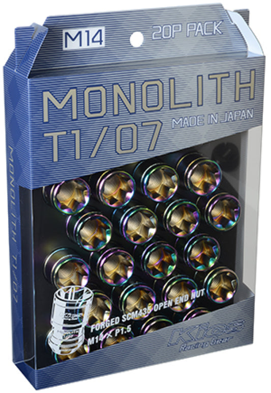 Project Kics 14 x 1.5 Neochrome T1/07 Monolith Lug Nuts - 20 Pcs - awdtuningtx
