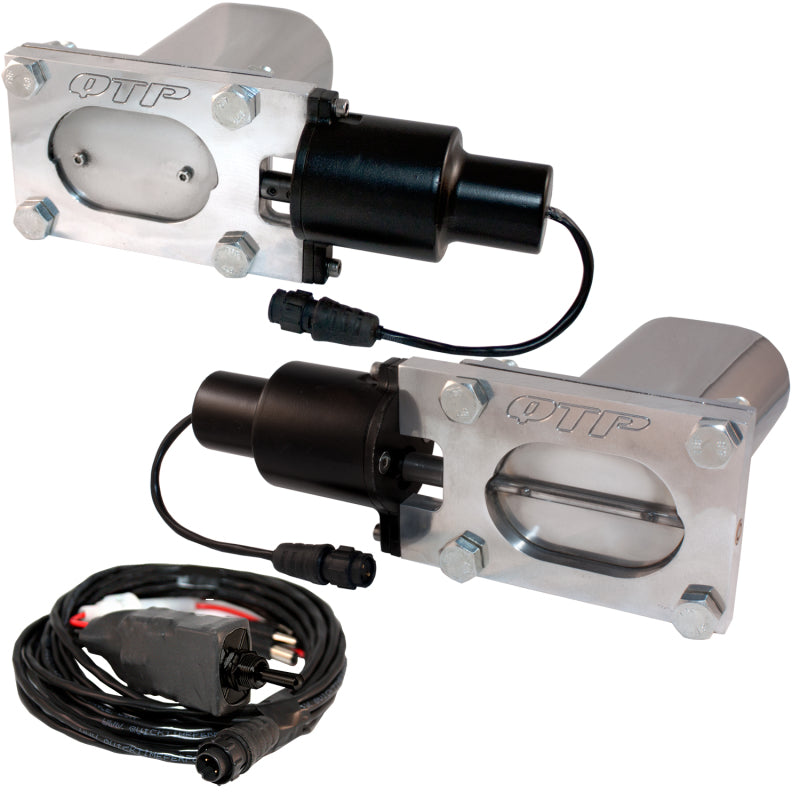 QTP Bolt-On QTEC Dual Low Profile Oval Electric Cutout Valves - Pair - awdtuningtx