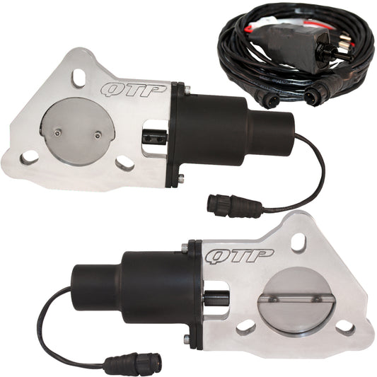 QTP 2.25in Bolt-On QTEC Dual Electric Cutout Valves - Pair - awdtuningtx