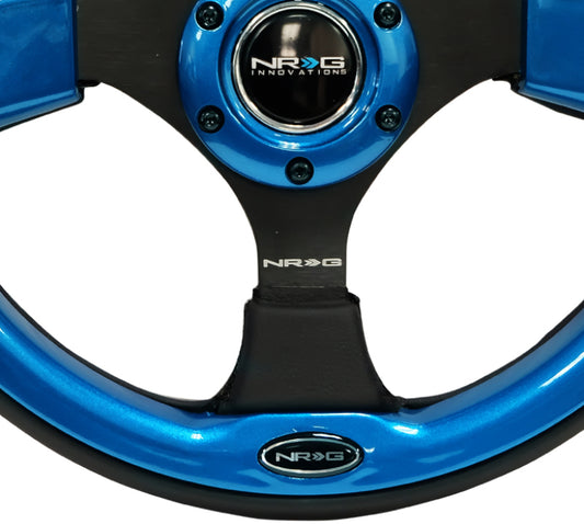 NRG Reinforced Steering Wheel (320mm) Blk w/Blue Trim - awdtuningtx