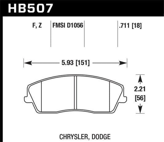 Hawk 09-10 Dodge Challenger SE/06-10 Charger SE/05-10 Chrysler 300 HPS Street Front Brake Pads - awdtuningtx