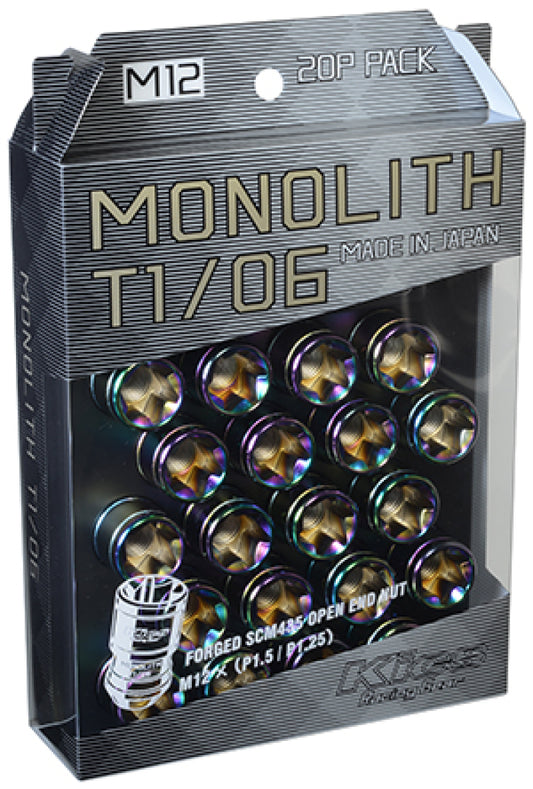 Project Kics 12 x 1.5 Neochrome T1/06 Monolith Lug Nuts - 20 Pcs - awdtuningtx