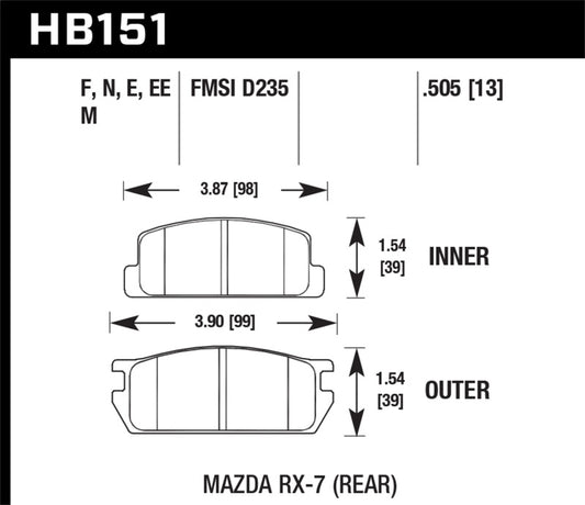 Hawk 81-85 Mazda RX-7 Blue 9012 Rear Race Brake Pads - awdtuningtx