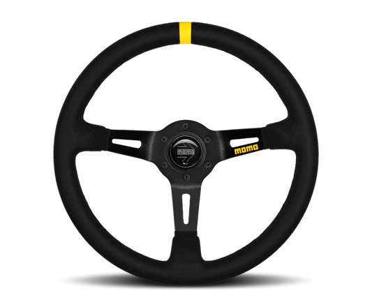 Momo MOD08 Steering Wheel 350 mm -  Black Suede/Black Spokes/1 Stripe - awdtuningtx