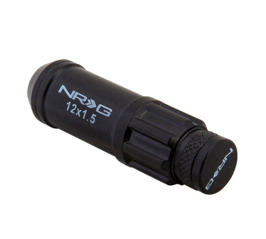 NRG 700 Series M12 X 1.5 Steel Lug Nut w/Dust Cap Cover Set 21 Pc w/Locks & Lock Socket - Black - awdtuningtx