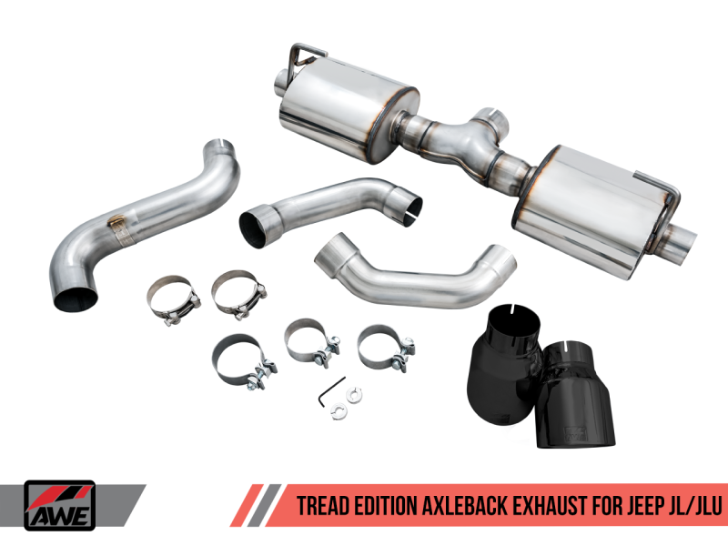 AWE Tuning 2018+ Jeep Wrangler JL/JLU Tread Edition Axle-Back Dual Exhaust - Diamond Black Tips - awdtuningtx