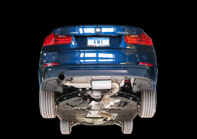 AWE Tuning 13-18 BMW 320i (F30) Touring Edition Exhaust w/ Perfomance Mid Pipe - Diamond Black Tips - awdtuningtx