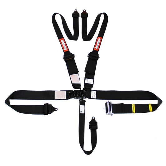 RaceQuip L & L 5pt Ratchet HNR Harness Black - awdtuningtx