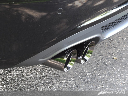 AWE Tuning Audi B8 A4 Touring Edition Exhaust - Single Side Polished Silver Tips - awdtuningtx